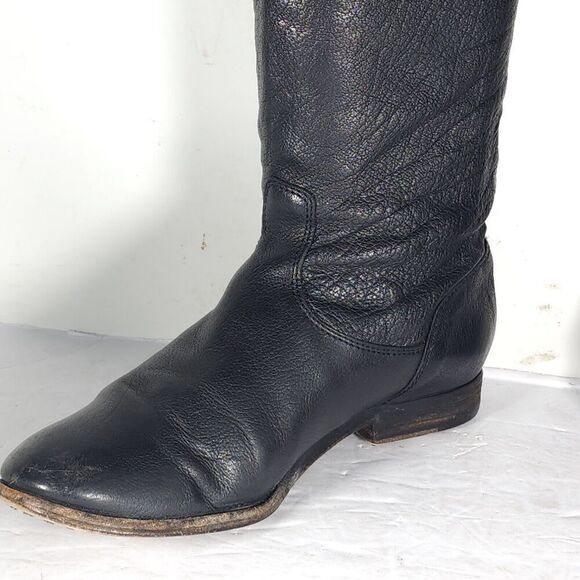 FRYE Women's Melissa Back Zip US 7,5B Black Leather Button Tall Riding Boots - Picture 9 of 16